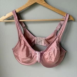 Olga Womens Pink Satin Minimizer Underwire Support Bra, Size 38D - Picture 1 of 9