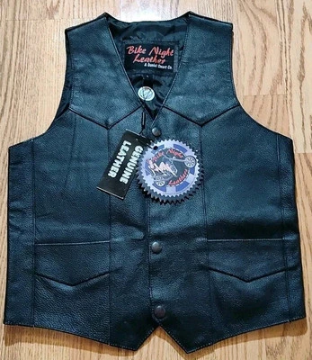  Women's Bike Night Genuine Leather Biker Vest Large Vintage  - Image 1 of 4