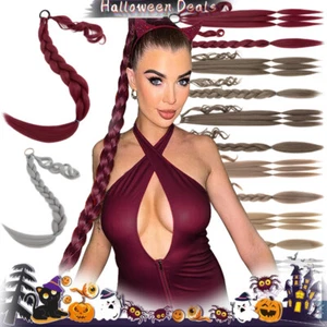 Thick Long Hair Ponytail Wrap On 86cm Braid Pony Tail Hair Extension As Human UK - Picture 1 of 31