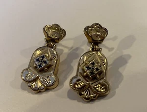 Antique Victorian Rolled Gold Filled Black Enamel Screw Back Dangle Earrings - Picture 1 of 7
