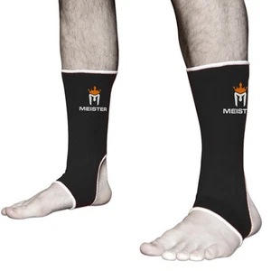 ADULT BLACK MMA ANKLE SUPPORTS - MEISTER Muay Thai Compression Kick Boxing Wraps - Picture 1 of 1