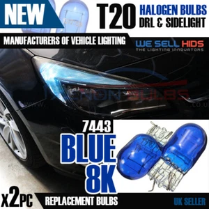 T20 580 SIDELIGHT DRL Halogen SUPER BLUE W21/5W DUAL FILAMENT 7443 HID 12V BULBS - Picture 1 of 6