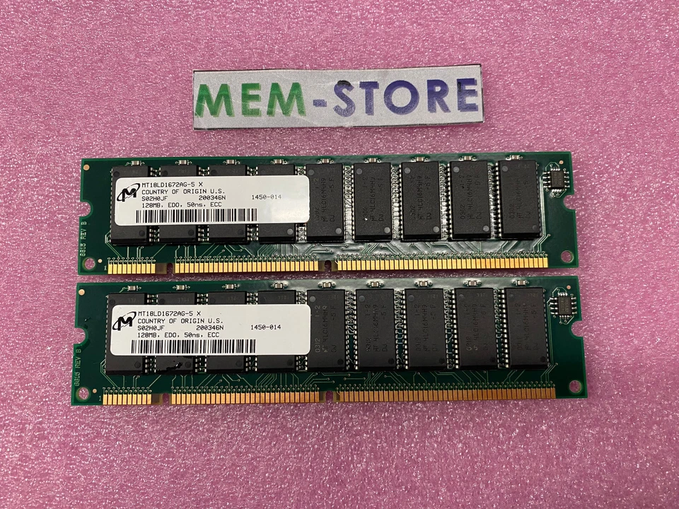 256MB 2*128 EDO 168Pin DIMM 3.3V ECC UNBUFFERED MEMORY RAM 4k MT18LD1672AG-5x - Image 1 of 1