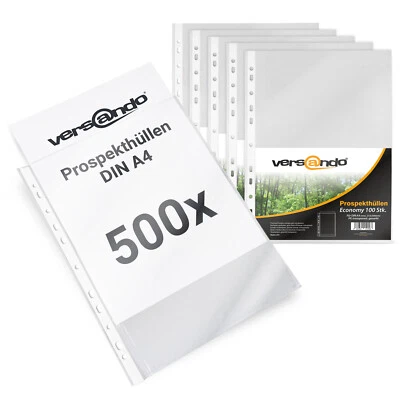 500 Prospekthüllen A4 Aktenhüllen Dokumentenhüllen Klarsichthüllen matt genarbt - Bild 1 von 4
