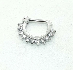 Daith lilac Crystal surgical post Ring Helix Cartilage Piercing Hoop CLICKER - Picture 1 of 1