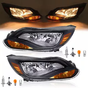 Headlights Assembly W/Bulbs For Ford Focus 2012-2014 Driver & Passenger Halogen - Picture 1 of 21
