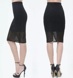 $70.00 NWT BEBE TEXTURED HIGH WAIST MIDI PENCIL SKIRT SIZE XXS - Picture 1 of 12