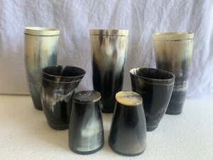 Set of 6 Viking Norse Mead Ale Drinking Horn Tankards LARP Costume Props - Picture 1 of 11