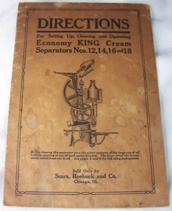 c1916 DE COLECCIÓN SEAR ROEBUCK KING SEPARADOR CREMA NO. 12 14 16 18 MANUAL DE DIRECCIÓN - Imagen 1 de 9