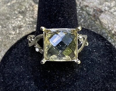 Yellow Stone cz Size 8 White Sapphire 925 Silver Filled Engagement Rings Gifts - Image 1 of 2