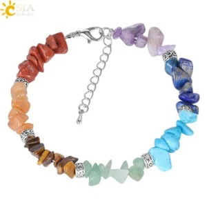 Pulseras De 7 Chakras Reiki Cadena De Eslabones Piedras Meditación Natural Joya - Imagen 1 de 6