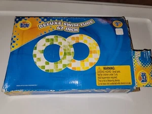 47" Yellow Inflatable Swim Tube Pool Float For Kids & Adults Party Ring - Picture 1 of 6