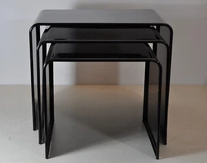 3er Beistelltisch-Set AMISCO nesting tables schwarz sehr selten 70er/80er  - Picture 1 of 12