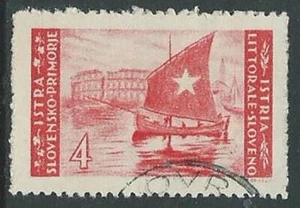 1946 OCC JUGOSLAVA ISTRIA USATO EMISSIONE BILINGUE 4 LIRE - M56-7-4 - Picture 1 of 1