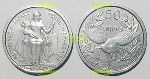 New Caledonia 50 Centimes cents 1949 goddess and birds 18mm alum coin UNC km1 - Picture 1 of 1
