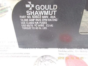 Soporte para fusibles Gould Shawmut 60603 600V 60A - Imagen 1 de 2