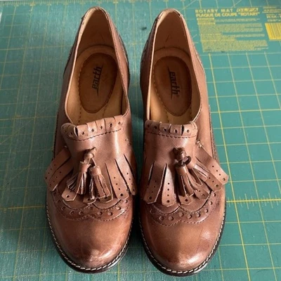 Sundowner корицы земли туфли сложены 2» каблук кожаный верхний кисточки Y2K sz 8B - Изображение 1 из 4