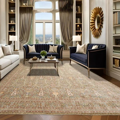 Alfombra de pelo densa medallón hecha a máquina de pistacho multi tamaño pistacho Foto 1 de 4