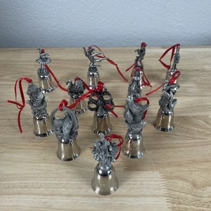 12 Days of Christmas Wallace Silversmiths Ornament Bells 1997-2008 Set Complete - Picture 1 of 19