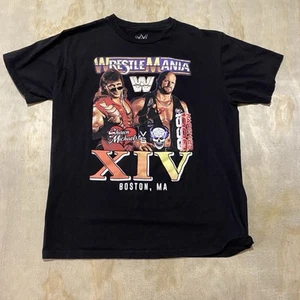 WWE WrestleMania XIV Austin vs Michaels T-Shirt Wrestling Graphic L Black - Picture 1 of 6