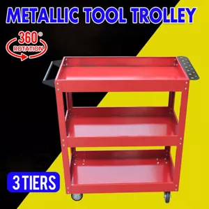 Tool Trolley 3 Tiers Workshop Cart Rolling Steel Part Storage Handyman 150KG Red - Picture 1 of 12