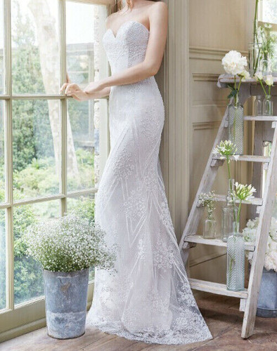 OFF WHITE Abito da sposa Tara Keely Hayden 2659 8 12 tulle bianco sporco schienale aperto