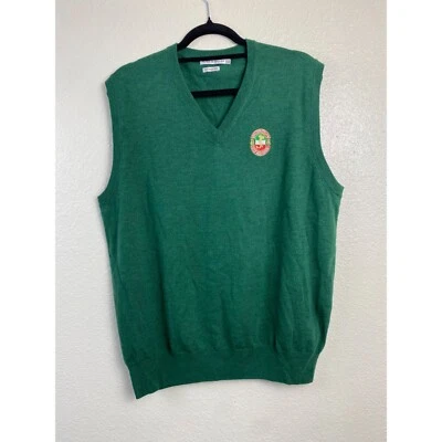 Peter Millar Merino Wool Sweater Knit Vest Men Large Green Western Italian Golf - Image 1 of 4