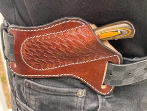 AJ Leather Folding Blade Knife Sheath Belt Pouch EDC Multi L-Tool Pocket Camping - Picture 1 of 6