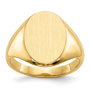 Real 14kt Yellow Gold 9.5x12.5mm Closed Back Signet Ring S:4 - Picture 1 of 7