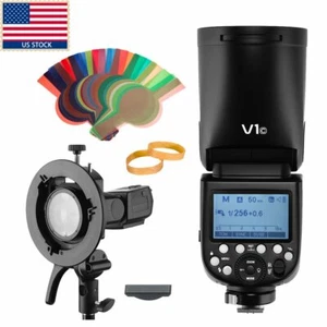 US Godox V1 Flash V1-C 2.4G TTL 1/8000s HSS Speedlite Flash+S2 Bracket for Canon - Picture 1 of 12