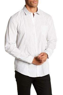 John Varvatos 153423 Men's Long Sleeve Stripe Shirt Ecru Sz. XL - Image 1 of 2