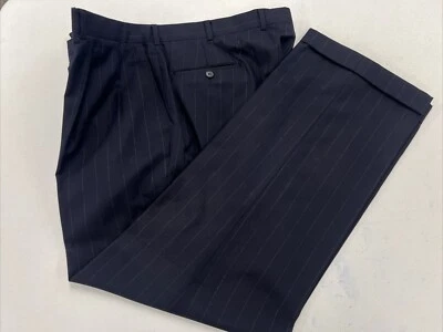 Pantalones de vestir vintage Burberry para hombre azul marino oscuro a rayas 40X30 $895 Foto 1 de 4