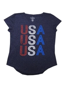 NEW Women's USA Patriotic America Tee Shirt Top Red White & Blue Sz Med - Picture 1 of 6