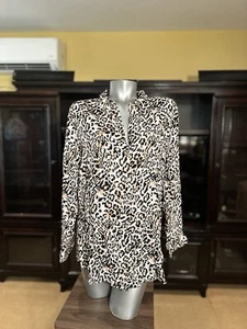BLUSA CHICO’S LEOPARDO ANIMAL PRINT MANGA LARGA ABOTONADA TALLA 3 - Imagen 1 de 8