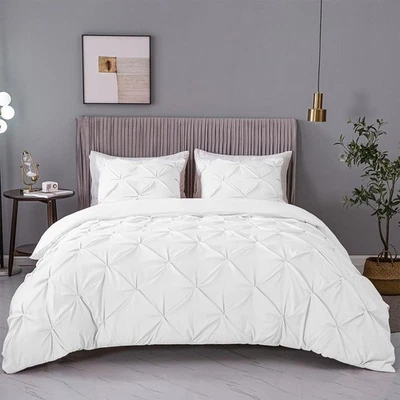 Juego de funda nórdica Pintuck 3 piezas ropa de cama de microfibra cierre de cremallera suave comodidad nuevo Foto 1 de 4