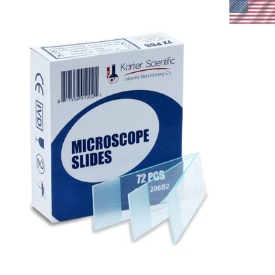 Diapositivas para microscopio de vidrio óptico esmerilado - Paquete de 72, listas para usar Foto 1 de 4
