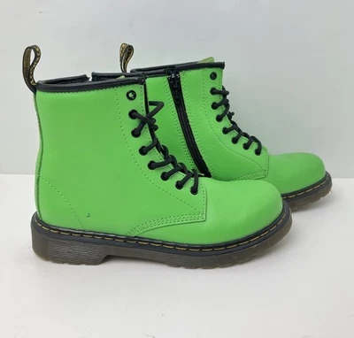 Dr. Martens Delaney T Lamper Slime 绿色儿童系带侧拉链靴 3 码 — 第 1/4 张图片
