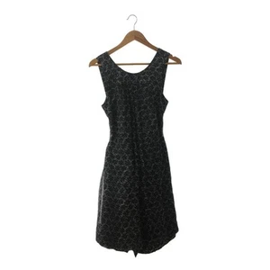 CHANEL Dress Sleeveless Black Flower All-over Pattern Silk Length 96cm Size 38 - Picture 1 of 4