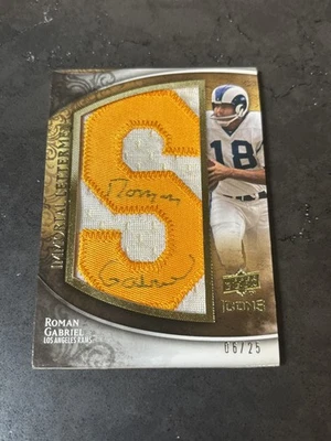 2009 Upper Deck Icons Immortal Lettermen Roman Gabriel #IL-RG Auto 06/25  Patch - Image 1 of 2