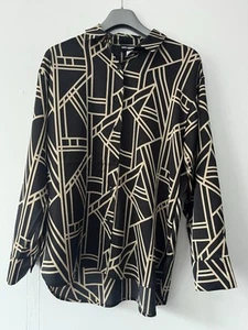 Karl Lagerfeld Black and Gold Long Sleeve Button Up Women’s Shirt Size Medium - Picture 1 of 7