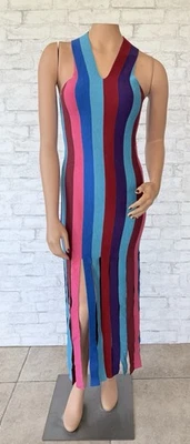 Vestido de malha Torn By Ronny Kobo corte multicolorido bainha franja tamanho XS-S - Imagem 1 de 4