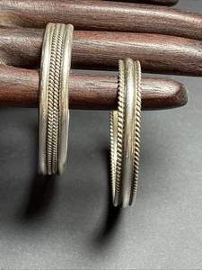 2-Vintage Sterling Cuff Bracelets-Signed Tahe Native American Artist 30 Grams - Picture 1 of 11
