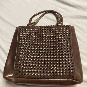 Vintage 90s Y2K Liz Claiborne Purse Handtasche Brown Woven Leather - Bild 1 von 8