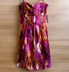 Bisou Bisou Michele Bohbot Dress Size 12 Magenta Orange NWT - Picture 1 of 6