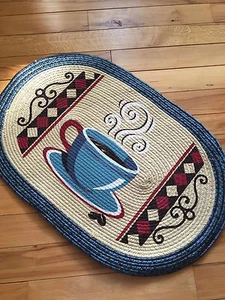 Vintage Coffee Kitchen Braided Rug Country Coffee theme Kitchen Rug - Picture 1 of 5
