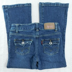 LEVIS STRAUSS Girls 6 Regular Vintage Flare Blue Denim Jeans Jewel Buttons EUC! - Picture 1 of 13