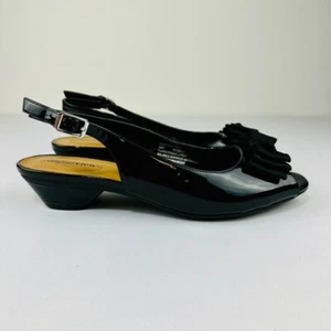 Comfortview The Reagan Slingback Heels Women's Size 10W Black Low Heel Peep Toe - Picture 1 of 8