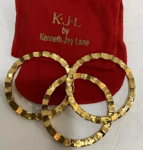 Brazalete Apilable Ondulado Chevron Tono Dorado Kenneth Jay Lane De Colección 3 KJL - Imagen 1 de 6