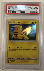 Pokemon 2017 Sun & Moon Shining Legends Pikachu 28/73 Holo PSA 10 Gem Mint - Picture 1 of 2