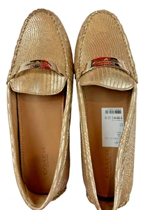 Coach Nola Embossed Foil Snake Platinum Loafer Women's US 10M NIB MSRP $119.99 - Picture 1 of 9